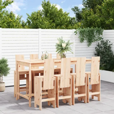 Ensemble de bar de jardin 9 pcs Bois de pin massif