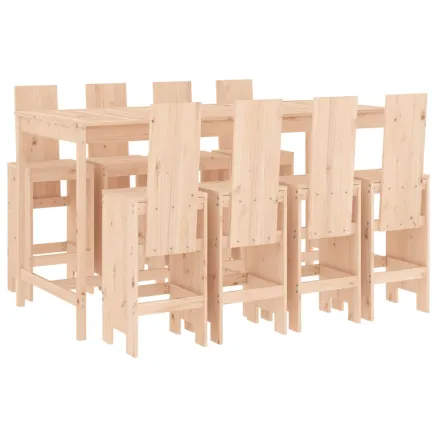 Ensemble de bar de jardin 9 pcs Bois de pin massif 2