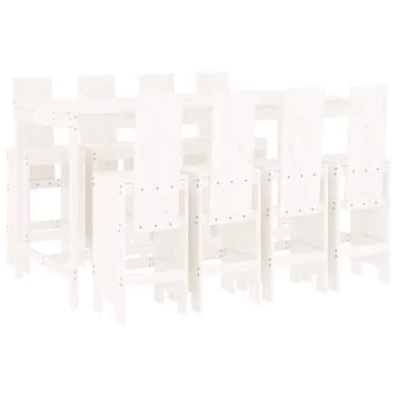 Ensemble de bar de jardin 9 pcs blanc bois de pin massif 2