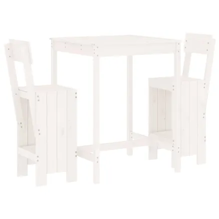 Ensemble de bar de jardin 3 pcs blanc bois de pin massif 2