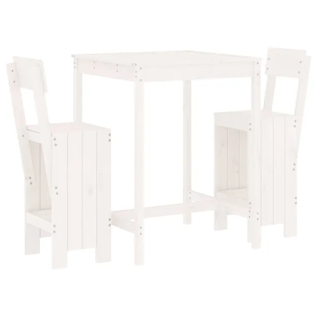 Ensemble de bar de jardin 3 pcs blanc bois de pin massif
