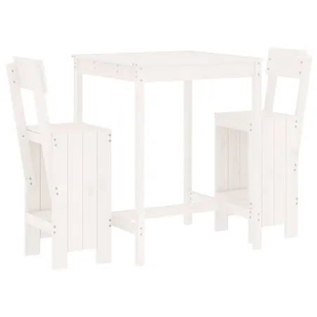 Ensemble de bar de jardin 3 pcs blanc bois de pin massif