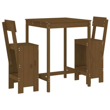 Ensemble de bar de jardin 3 pcs marron miel bois pin massif 2