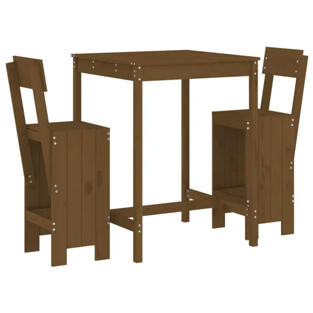 Ensemble de bar de jardin 3 pcs marron miel bois pin massif