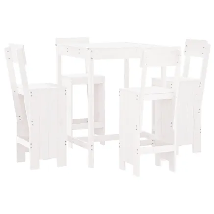 Ensemble de bar de jardin 5 pcs blanc bois massif de pin 2