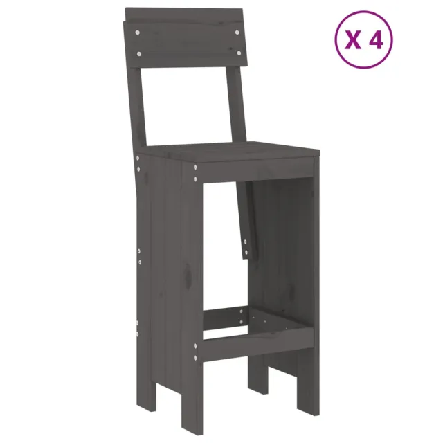 Ensemble de bar de jardin 5 pcs gris bois de pin massif