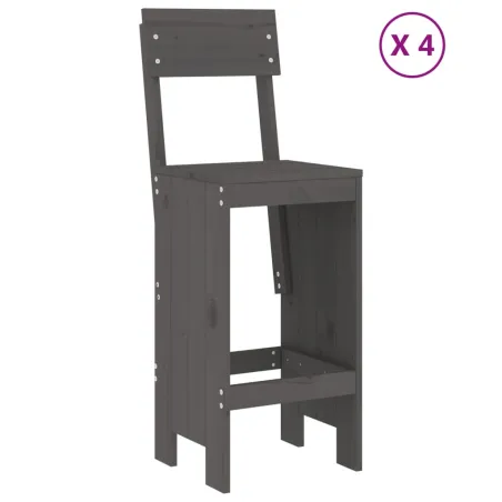 Ensemble de bar de jardin 5 pcs gris bois de pin massif