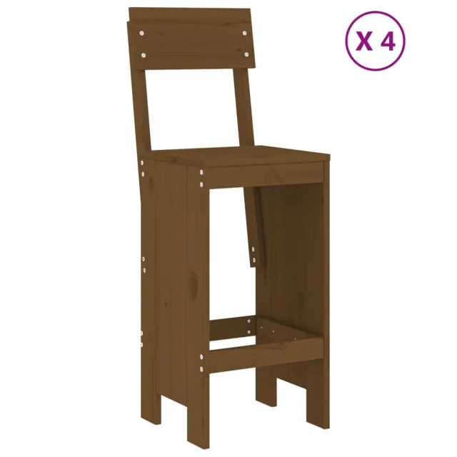 Ensemble de bar de jardin 5 pcs marron miel bois de pin massif