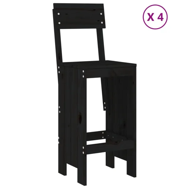 Ensemble de bar de jardin 5 pcs noir bois de pin massif