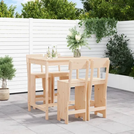 Ensemble de bar de jardin 5 pcs bois de pin massif