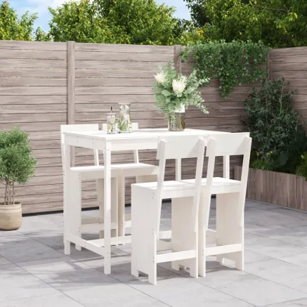 Ensemble de bar de jardin 5 pcs blanc bois massif de pin