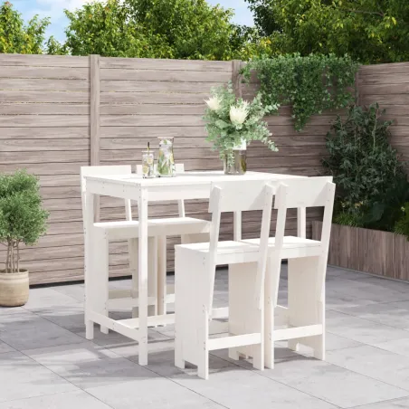 Ensemble de bar de jardin 5 pcs blanc bois massif de pin