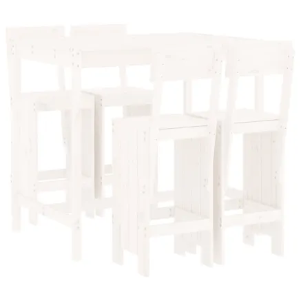 Ensemble de bar de jardin 5 pcs blanc bois massif de pin 2