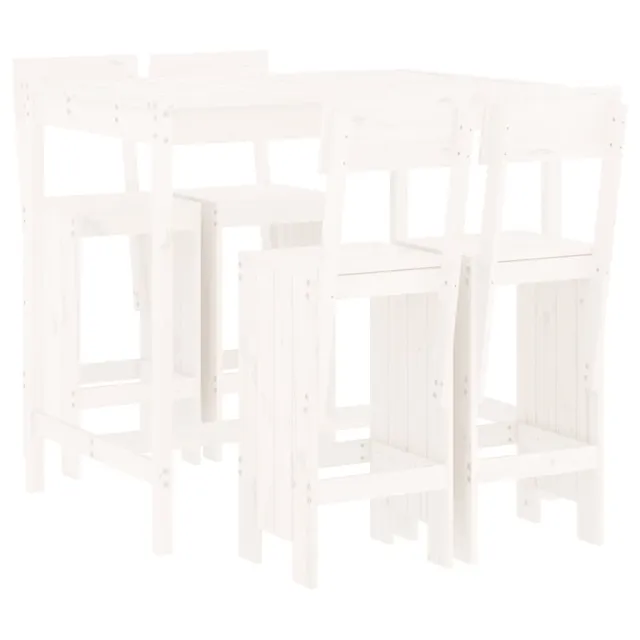 Ensemble de bar de jardin 5 pcs blanc bois massif de pin