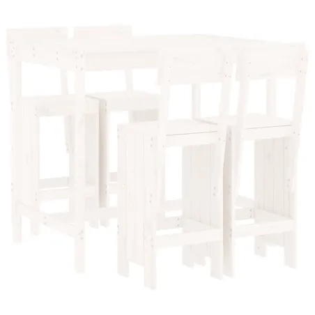 Ensemble de bar de jardin 5 pcs blanc bois massif de pin