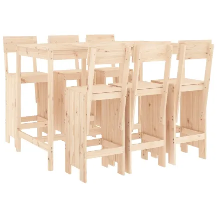 Ensemble de bar de jardin 7 pcs Bois de pin massif 2