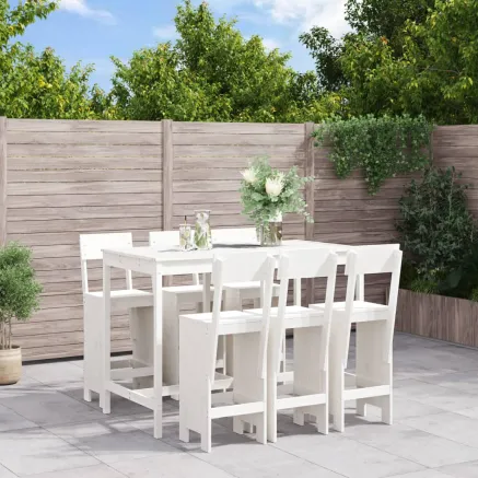 Ensemble de bar de jardin 7 pcs blanc bois de pin massif
