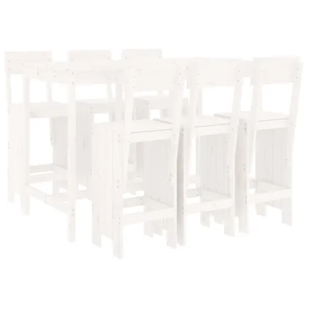Ensemble de bar de jardin 7 pcs blanc bois de pin massif 2