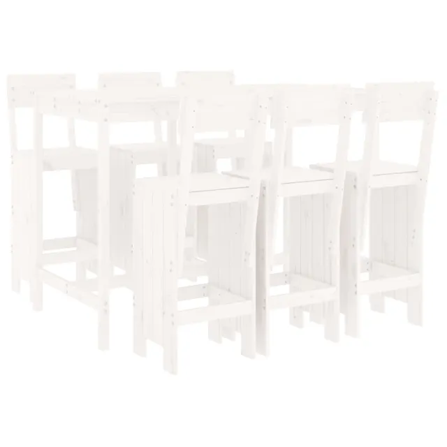 Ensemble de bar de jardin 7 pcs blanc bois de pin massif