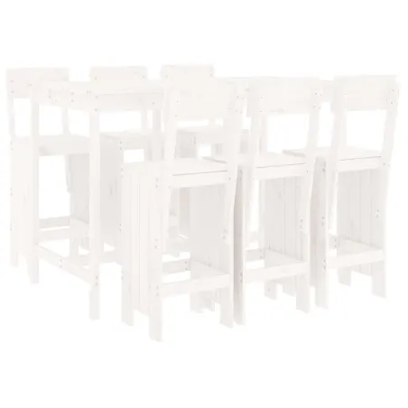 Ensemble de bar de jardin 7 pcs blanc bois de pin massif