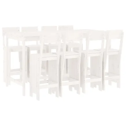 Ensemble de bar de jardin 9 pcs blanc bois de pin massif 2