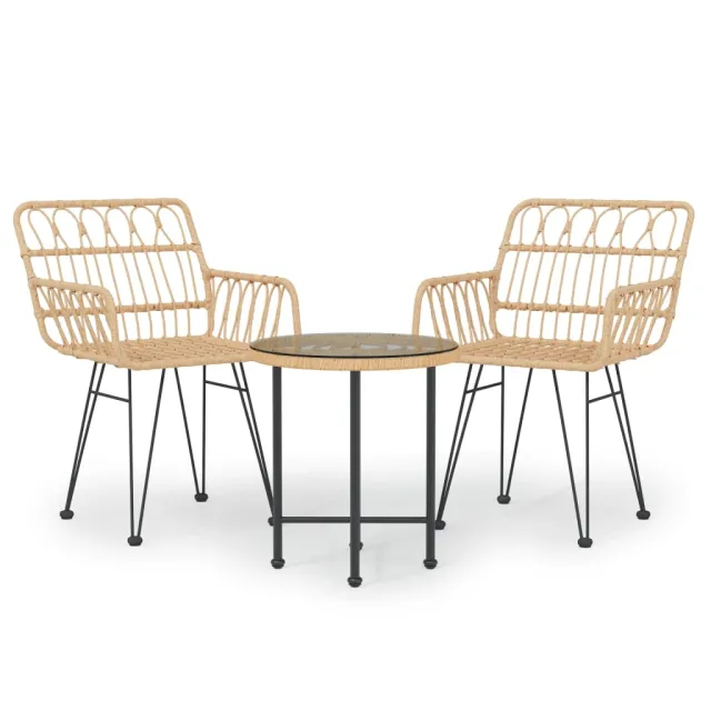 Ensemble à manger de jardin 3 pcs Résine tressée