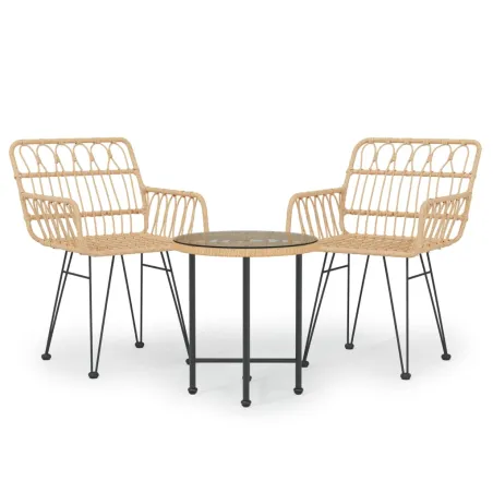 Ensemble à manger de jardin 3 pcs Résine tressée