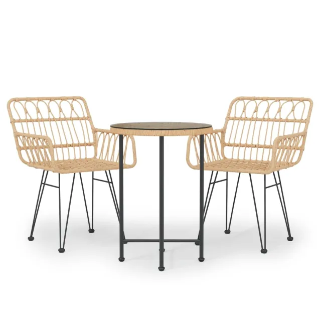 Ensemble à manger de jardin 3 pcs Résine tressée