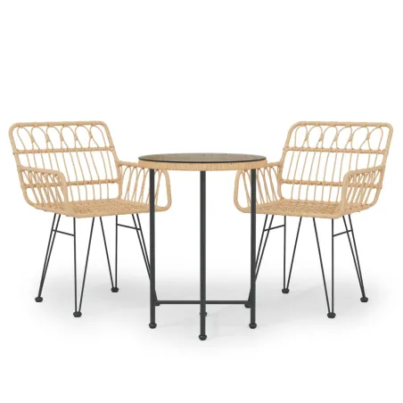 Ensemble à manger de jardin 3 pcs Résine tressée