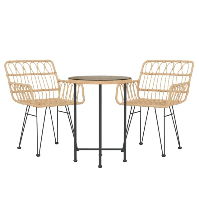 Ensemble à manger de jardin 3 pcs Résine tressée