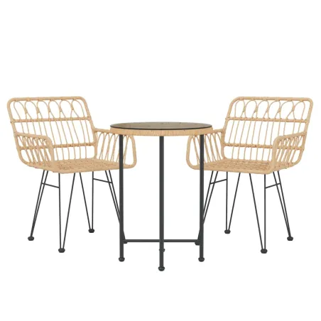 Ensemble à manger de jardin 3 pcs Résine tressée