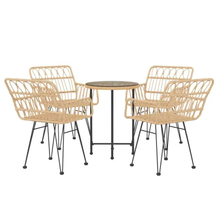 Ensemble à manger de jardin 5pcs Résine tressée