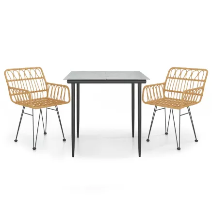 Ensemble à manger de jardin 3 pcs Résine tressée 2