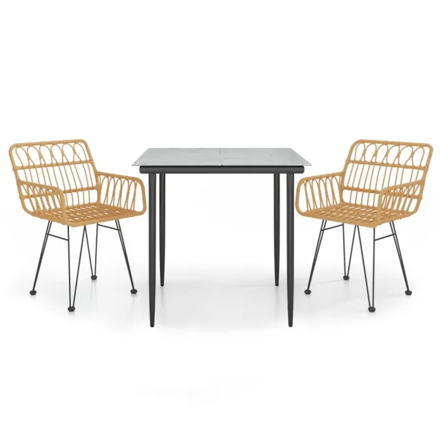 Ensemble à manger de jardin 3 pcs Résine tressée