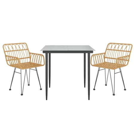 Ensemble à manger de jardin 3 pcs Résine tressée