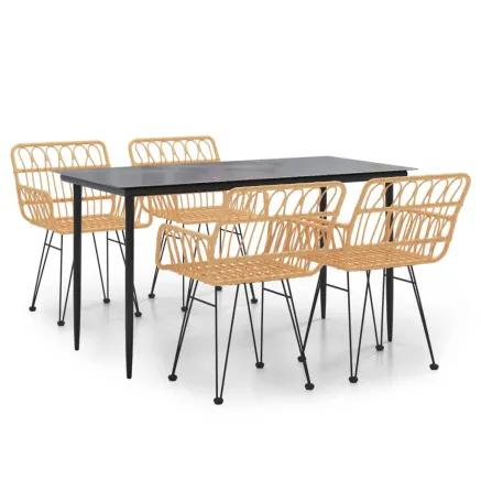 Ensemble à manger de jardin 5pcs Résine tressée 2