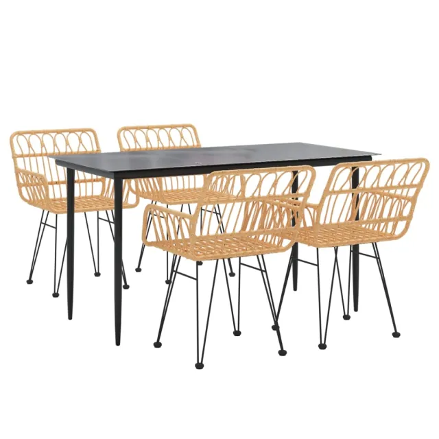 Ensemble à manger de jardin 5pcs Résine tressée