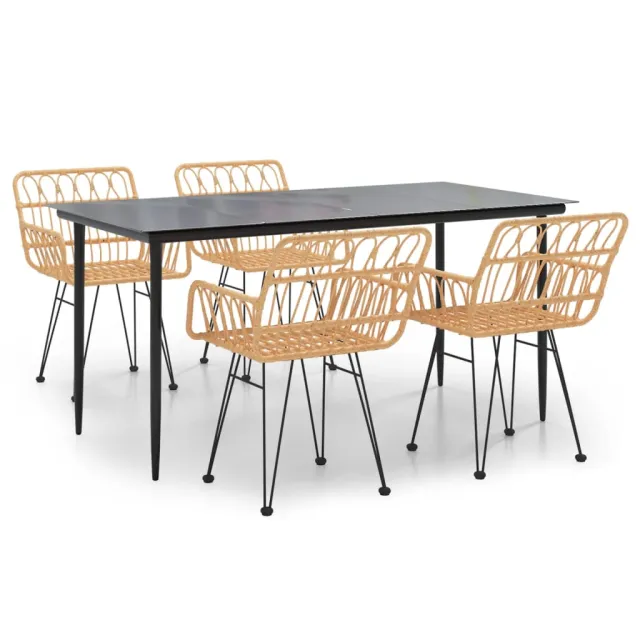 Ensemble à manger de jardin 5pcs Résine tressée