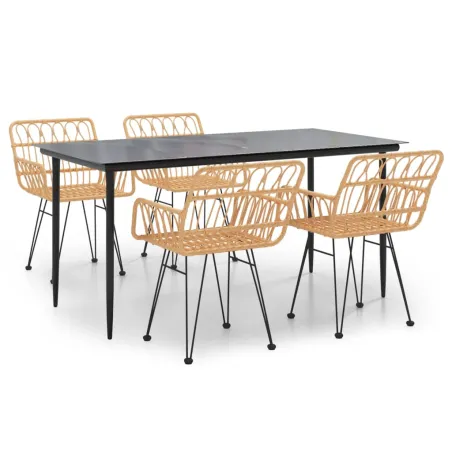 Ensemble à manger de jardin 5pcs Résine tressée
