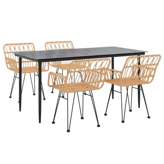 Ensemble à manger de jardin 5pcs Résine tressée