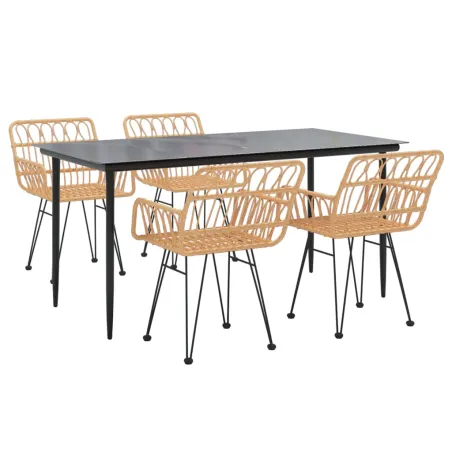 Ensemble à manger de jardin 5pcs Résine tressée