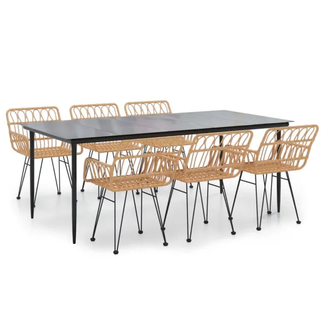 Ensemble à manger de jardin 7 pcs Résine tressée