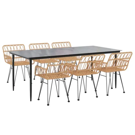 Ensemble à manger de jardin 7 pcs Résine tressée