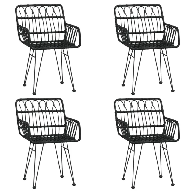 Ensemble à manger de jardin 5 pcs Noir Résine tressée