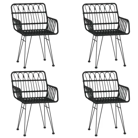 Ensemble à manger de jardin 5 pcs Noir Résine tressée