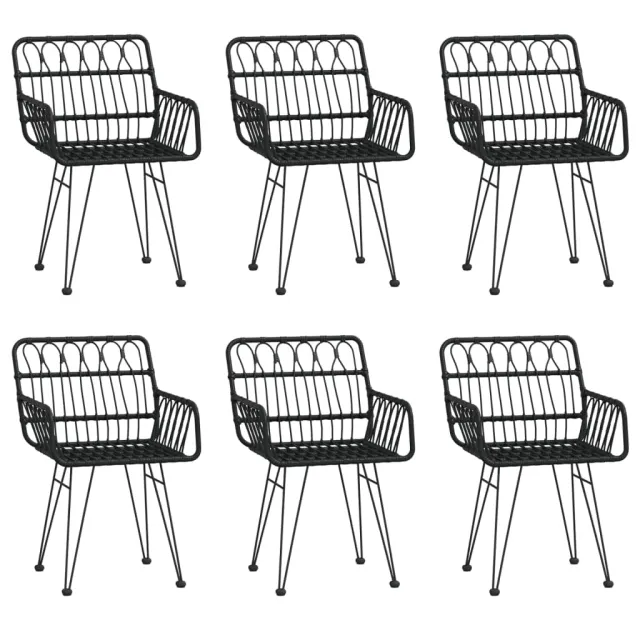 Ensemble à manger de jardin 7 pcs Noir Résine tressée