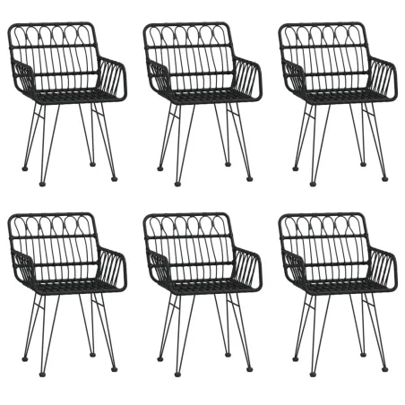 Ensemble à manger de jardin 7 pcs Noir Résine tressée