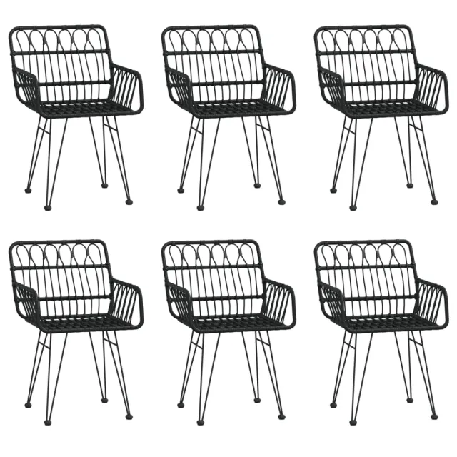 Ensemble à manger de jardin 7 pcs Noir Résine tressée