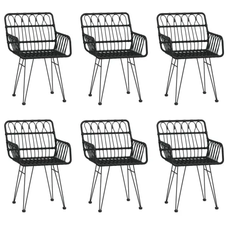 Ensemble à manger de jardin 7 pcs Noir Résine tressée