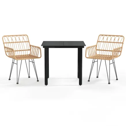 Ensemble à manger de jardin 3 pcs Résine tressée 2